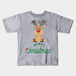 Cute Rudolph The Red Nose Reindeer - Merry Christmas Kids T-Shirt